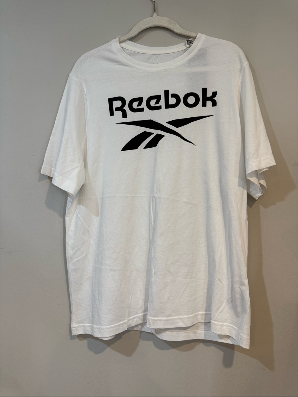 Reebok White Tee with Black Logo - Short Sleeve Crew